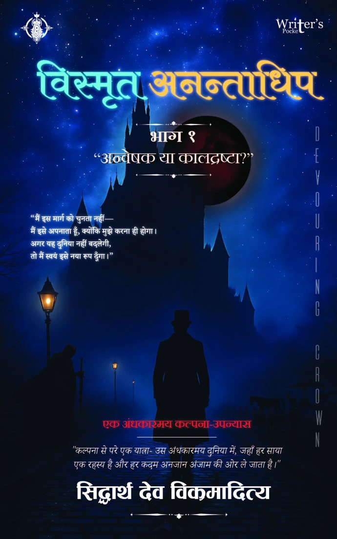 From the young Indian novelist Siddharth Dev Vikramaditya comes a dark fantasy saga that dares to rewrite the boundaries of imagination. This is not just a book — it is the beginning of a universe.  In a world where light is borrowed from a cosmic rift, where the night stretches longer than the day, and where ancient forces whisper beneath the surface of reality, a young seeker rises. Born from shadows, burdened with forbidden knowledge, and bound to an unseen destiny, he steps into a world where every answer hides a darker question.  Welcome to a realm where: magic is dangerous, secrets breathe, dark powers hunt, and mortals walk beside devils, spirits, and forgotten gods.  This novel marks the opening of a massive dark fantasy series, planned to span seven or more volumes, each pulling you deeper into a world shaped by mysteries, cosmic threats, cursed legacies, and powers that should have remained buried.  Prepare yourself. This is the story of a world on the edge of eternal darkness… a world where seekers rise from the night, where the chosen walk a path paved with secrets, and where one boy may hold the key to the fate of all realms.  Enter the universe of shadows. Enter the beginning of a legendary saga.